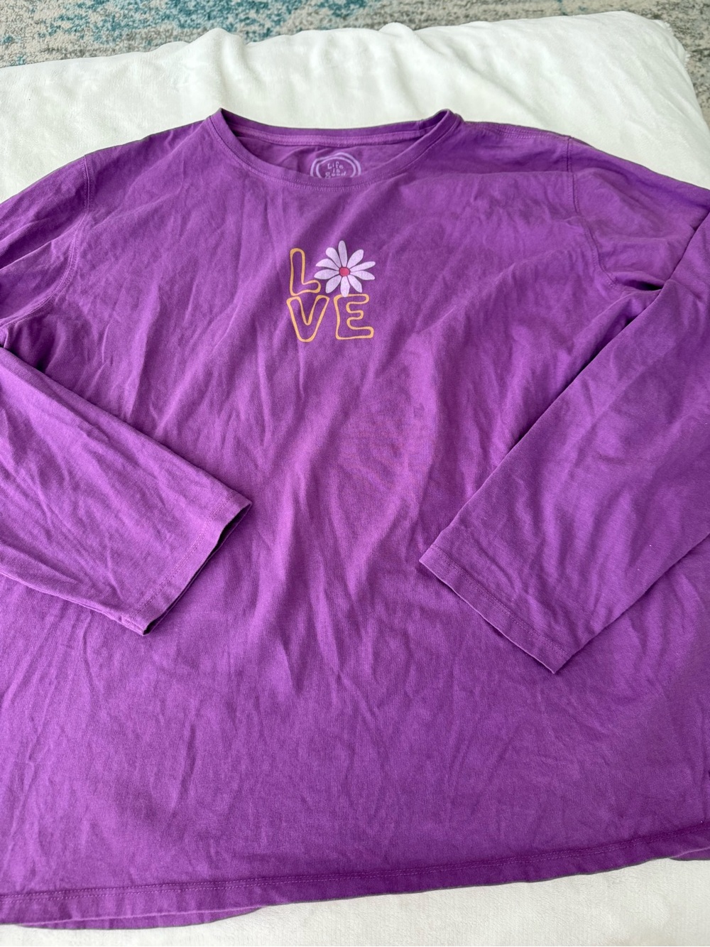 Life is Good Purple Long Sleeve LOVE T-shirt Size XXL E06